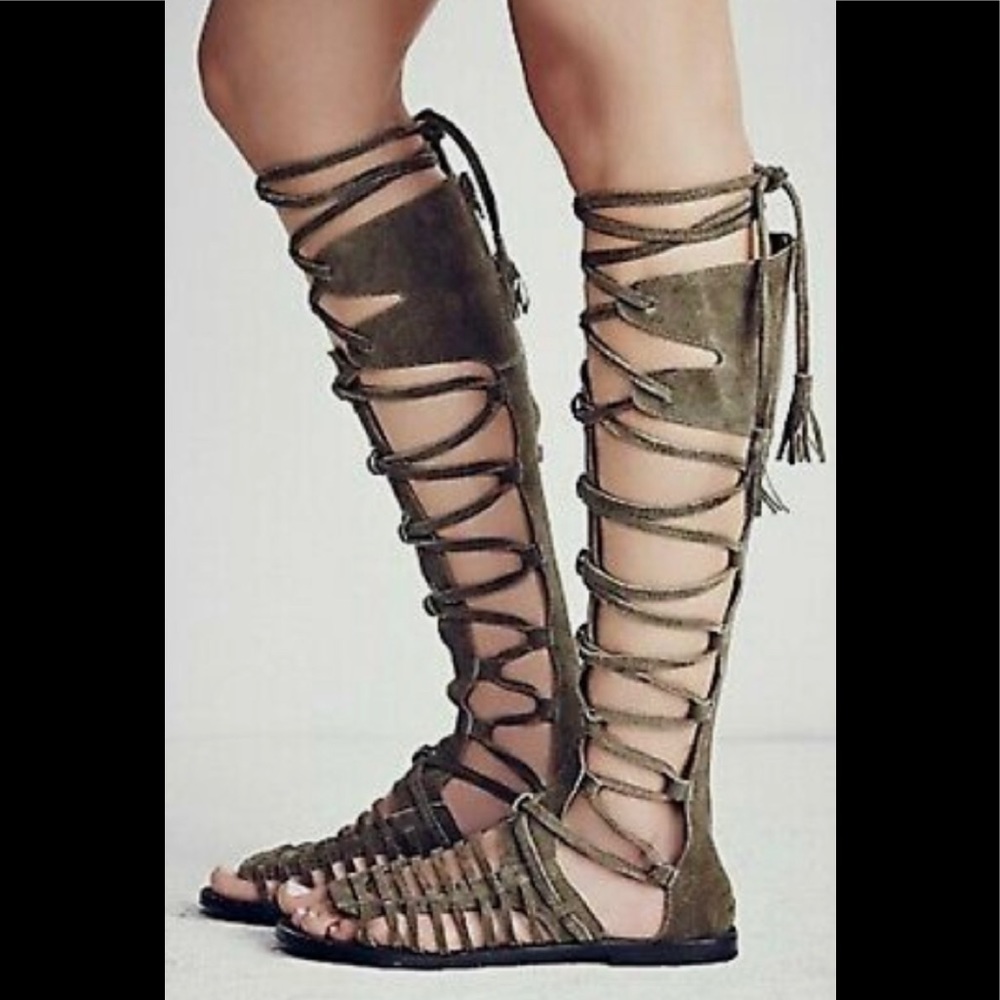 Free people leather knee high gladiators